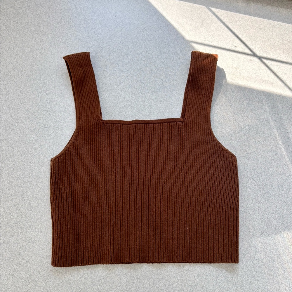 SHEIN Chocolate Ribbed Tank Top